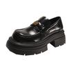 Modische Pendler-Schuhe Schwarz Retro Plateau Dicke Absätze Kleine Lederschuhe Damen 2025 Neu Herbst und Winter Einschlupf Französische Loafer