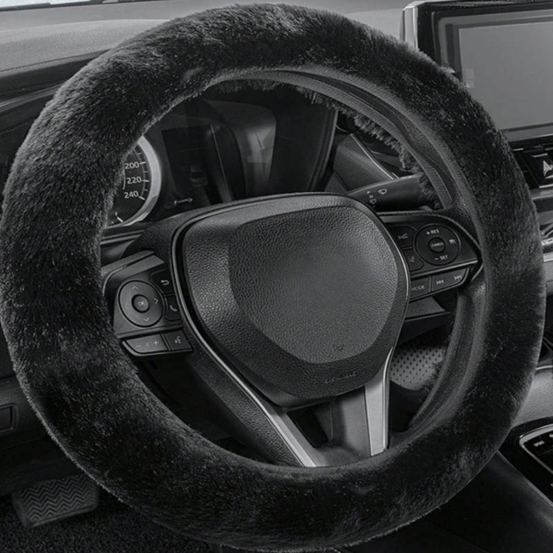 Nonslip Plush Steering Wheel Cover for Secure Hold Easy Installation for Cars SUVs Trucks Universal 14.5-15" Size