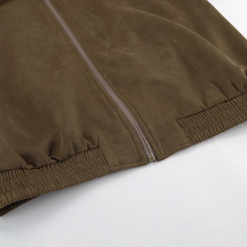 2025 Autumn/Winter Women's Retro Khaki Suede Jacket