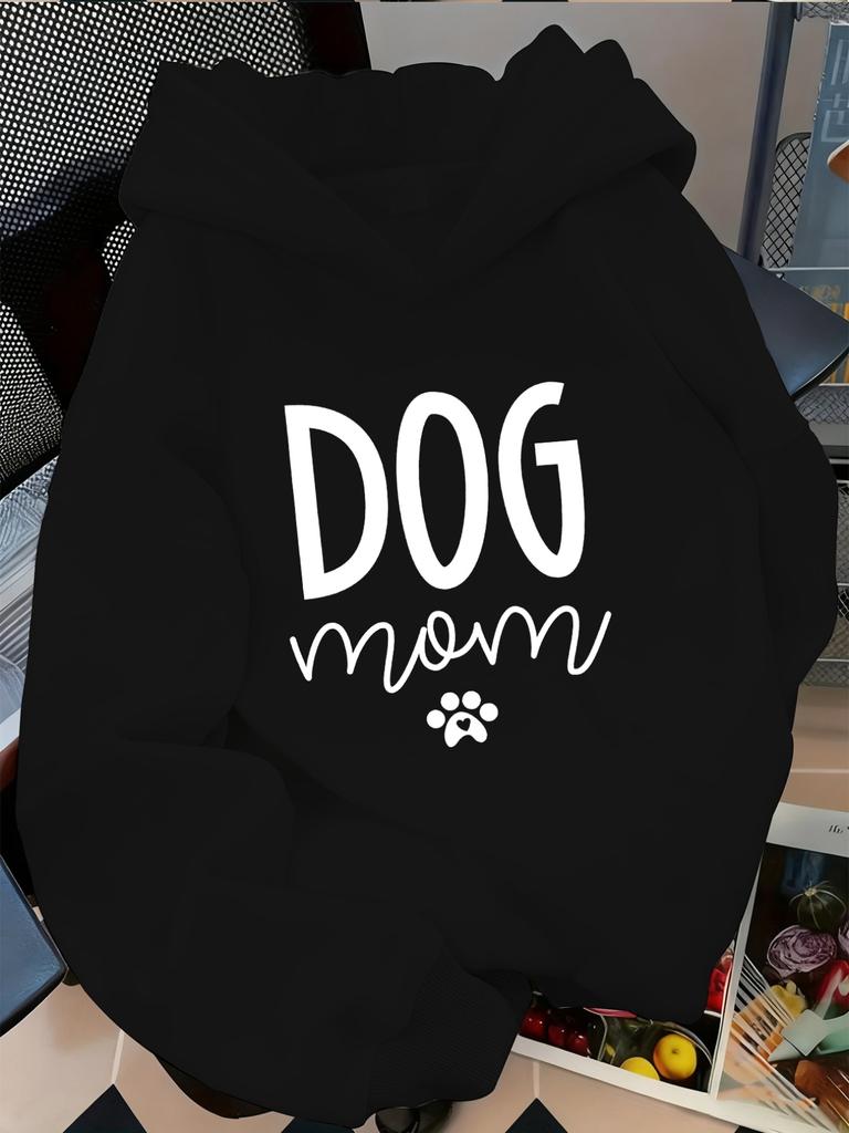 Unisex Fall Autumn Dog Mom Paw Print Retro Vintage Graphic Hoodie Hooded Sweatshirt Print Casual Top for Daily Wear Weekend Travel