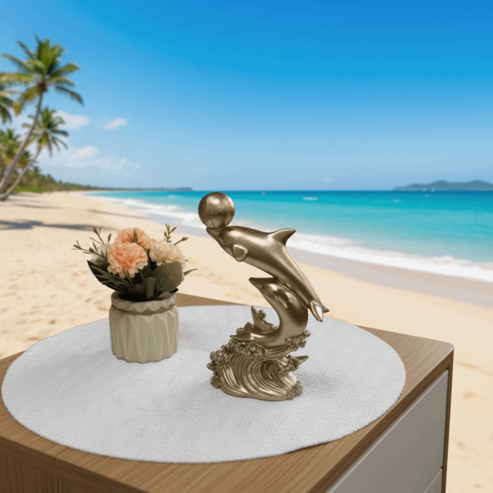 Decorative Dolphin Statue Resin Sea Animal Sculpture Handicrafts Golden Dolphin Ornaments  Gift