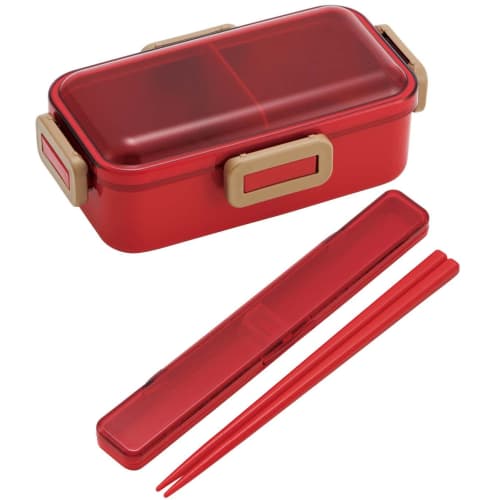 Skater Bento Box, 530ml, Single Tier, Made In Japan, for Women, with 4-Point Locking for Leak-Resistant Storage, Dishwasher and Microwave Safe, Cherry