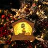 Multi Purpose Wood Decor 3D Wooden Light Up Christmas Ornament, Layered House Tree Snowman Magnetic Fridge Magnets for Nativity Scene Hanging