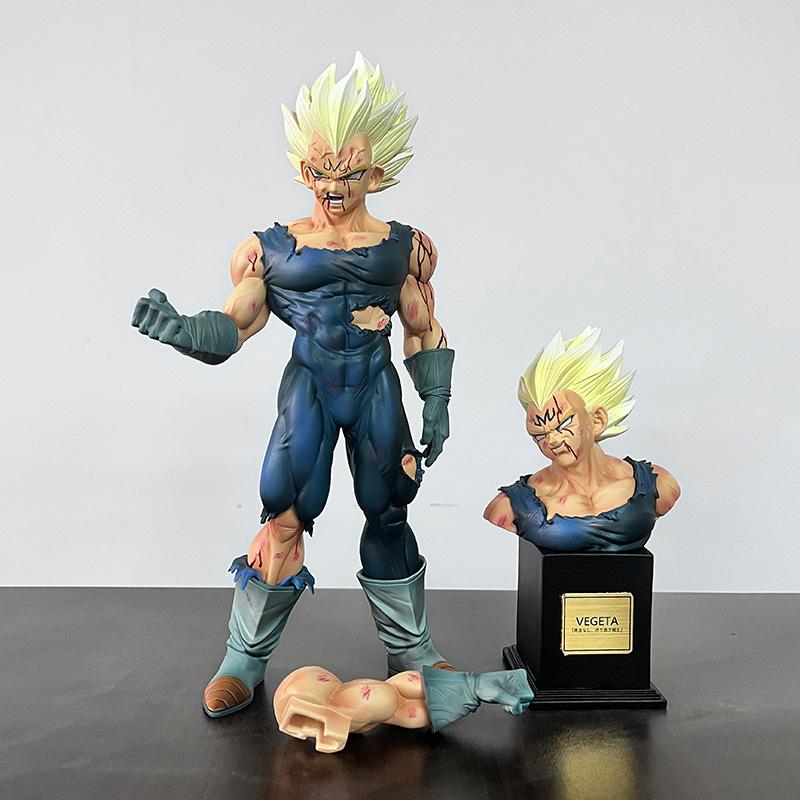 Dragon Ball Z Majin Vegeta Action Figure 28cm 11.02inch Replace Head Battle Damaged Statue Collection Model Toys Gifts For Fans