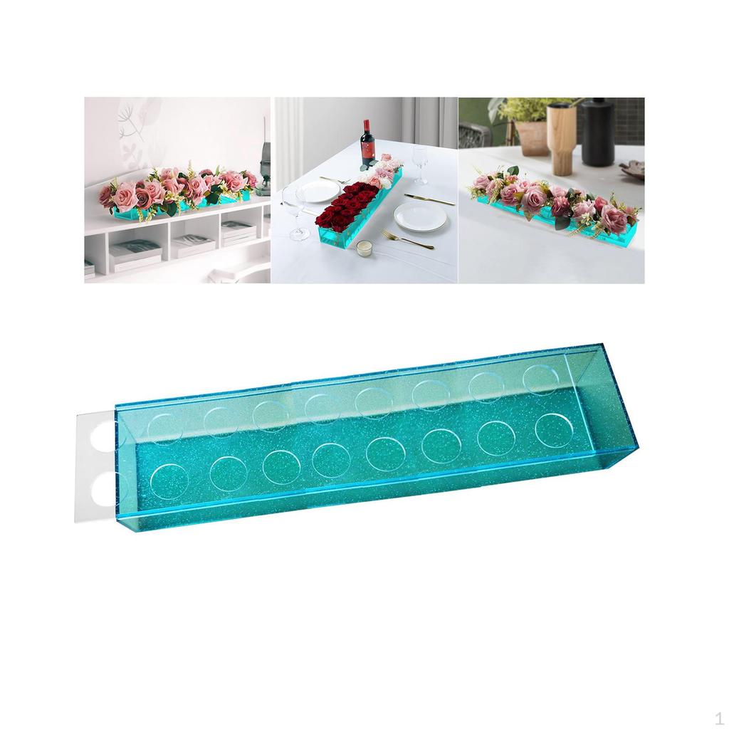 Acrylic Vase Rectangle Bud Flute Flower Pot Holder for Desktop Housewarming