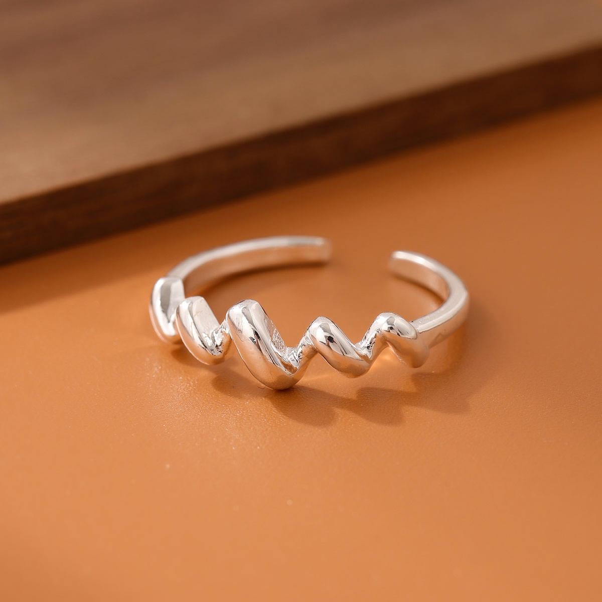 

New Personality Wave Sweet Creative 925 Sterling Silver Jewelry Temperament Thread Fashion Popular Opening Rings R231 серебряный