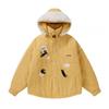 American Retro Cartoon Cat Embroidered Detachable Hood Winter Warm Cotton Coat Men Women