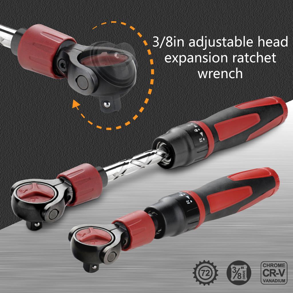 3/8inch Drive Flexible Head Ratchet 72 Tooth Ratchet Wrench Quick Release Reversible Switches Polishing Wrench Hand Tool