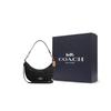Coach Aria 26 Gold Label Classic Monogram Hardware Zipper Closure Denim Crescent Shoulder Bag Medium Women Shoulder Bag Black CP100-SVBK