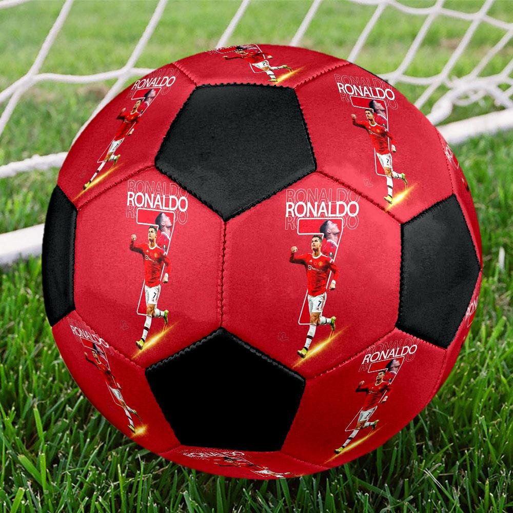 1PC Cristiano Ronaldo Heart Size 5 Soccer Ball PrahaIndoor Soccer Ball Colorful All Ages Machine Stitched PVC Competition Ready Durable High-Bounce