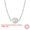 EFFIE QUEEN 925 Pure Silver 14k Gold Nugget Chain Big Pearl Choker Necklace Luxury Jewelry for Women Wedding Banquet Gift GPN36