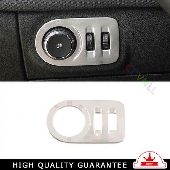 Headlight Button Frame Cover Trim Fit For Chevrolet Cruze 2016- Silver Steel