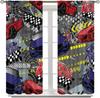 Racing Car Kids Curtains Checkered Flag Abstract Red Background Decoration Bedroom Living Room Kitchen Curtain Light Blocking Polyester Ideal For Area
