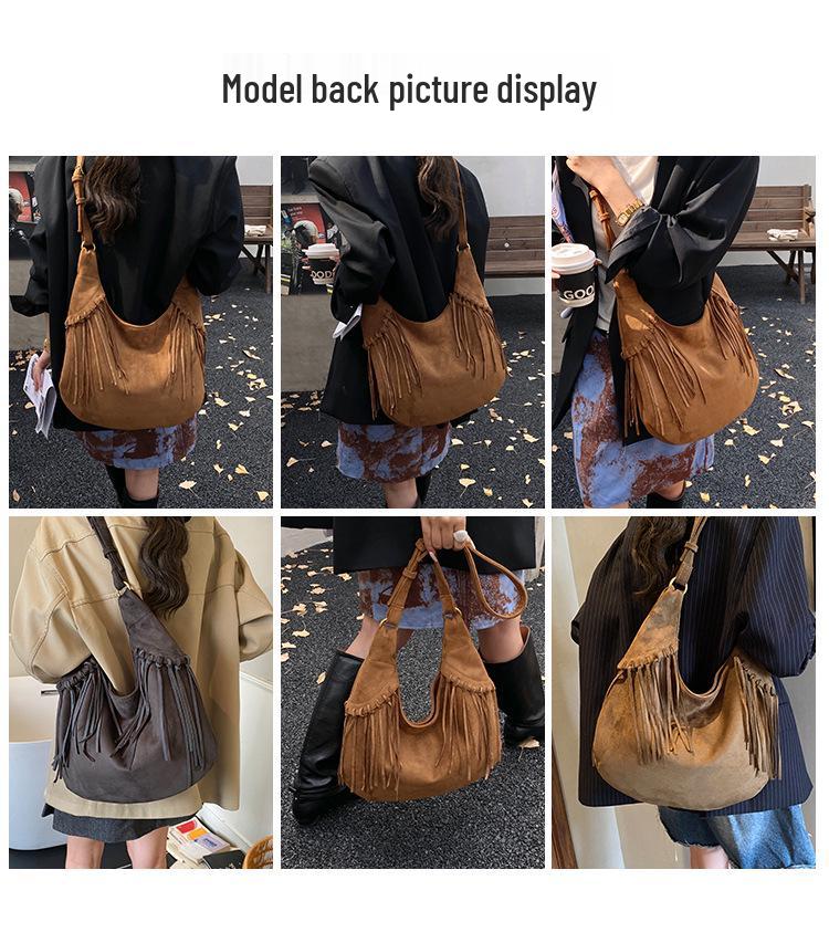 Borsa a Gnocchi da Donna con Nappe Opache 2025: Borsa a Spalla/Tracolla Retro di Grande Capacità per Autunno/Inverno
