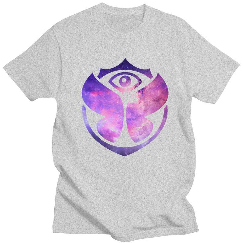 2025 Własny Przystojny Fioletowy Koszulka Tomorrowland Męska z Krótkim Rękawem Miękka Bawełniana Koszulka Nadruk Modne Koszulki