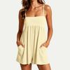 Ärmelloser Jumpsuit mit Taschen für Damen, lässiger Romper mit weitem Bein, Overall mit quadratischem Ausschnitt und Trägern, Sommer-Playsuit