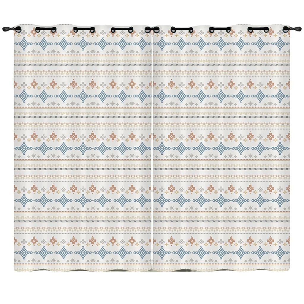 Curtains Floral Bohemian Stripes 3D Digital Printing Blackout Curtain Punching