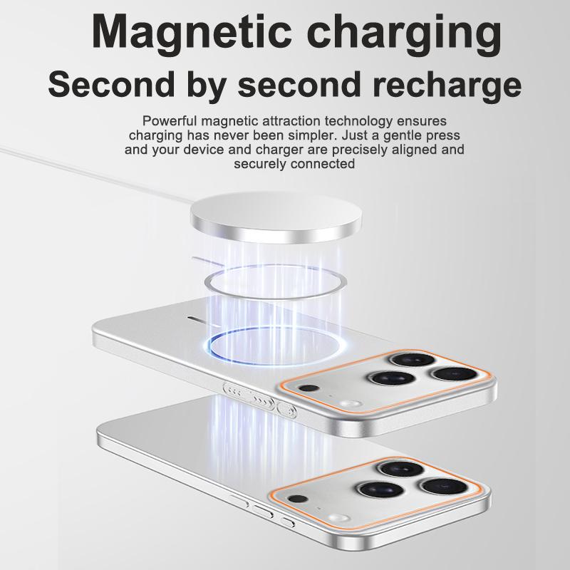 Matte Metallic Paint Wireless Charging Magnetic For Magsafe Case For iPhone 17 16 15 14 13 12 Pro Max Air Shockproof Hard Cover