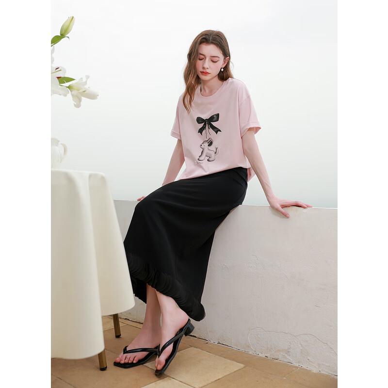 Sancai Elegant Organza Patchwork Slit Skirt S