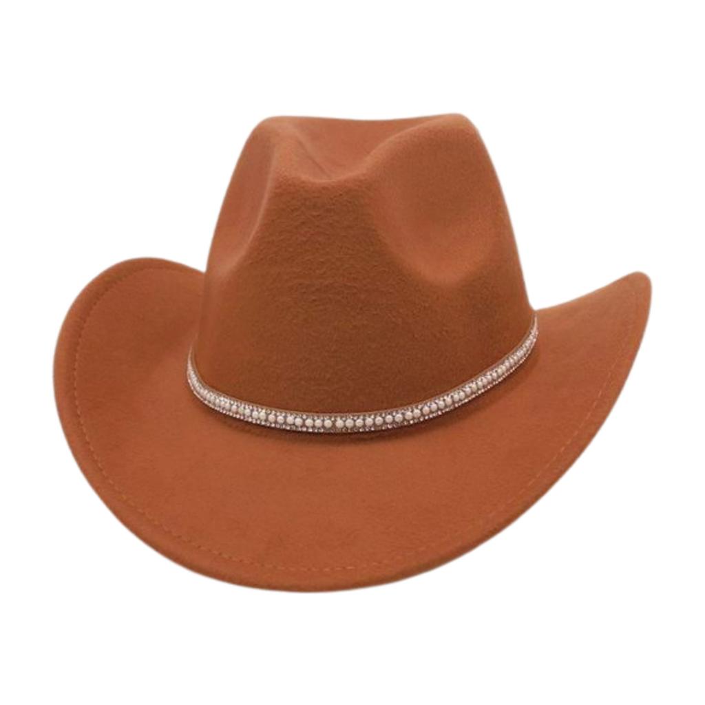 Tibetan Jazz Hat Woolen Shiny Belt Celebrity Style Retro Cowboy Hat Western Cowboy Hat
