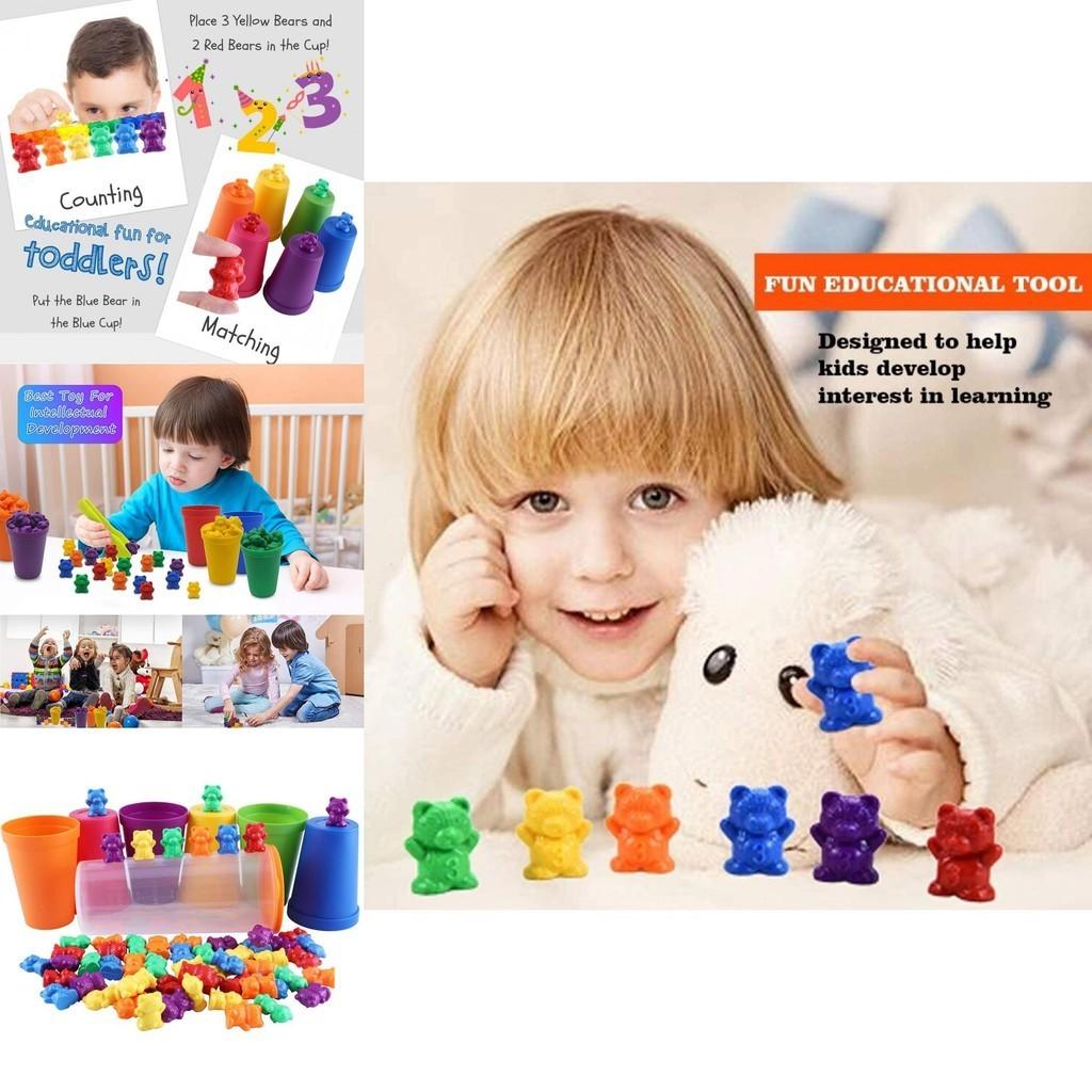 Colorful Rainbow Bear Counting Math Toy Set For Early Education
