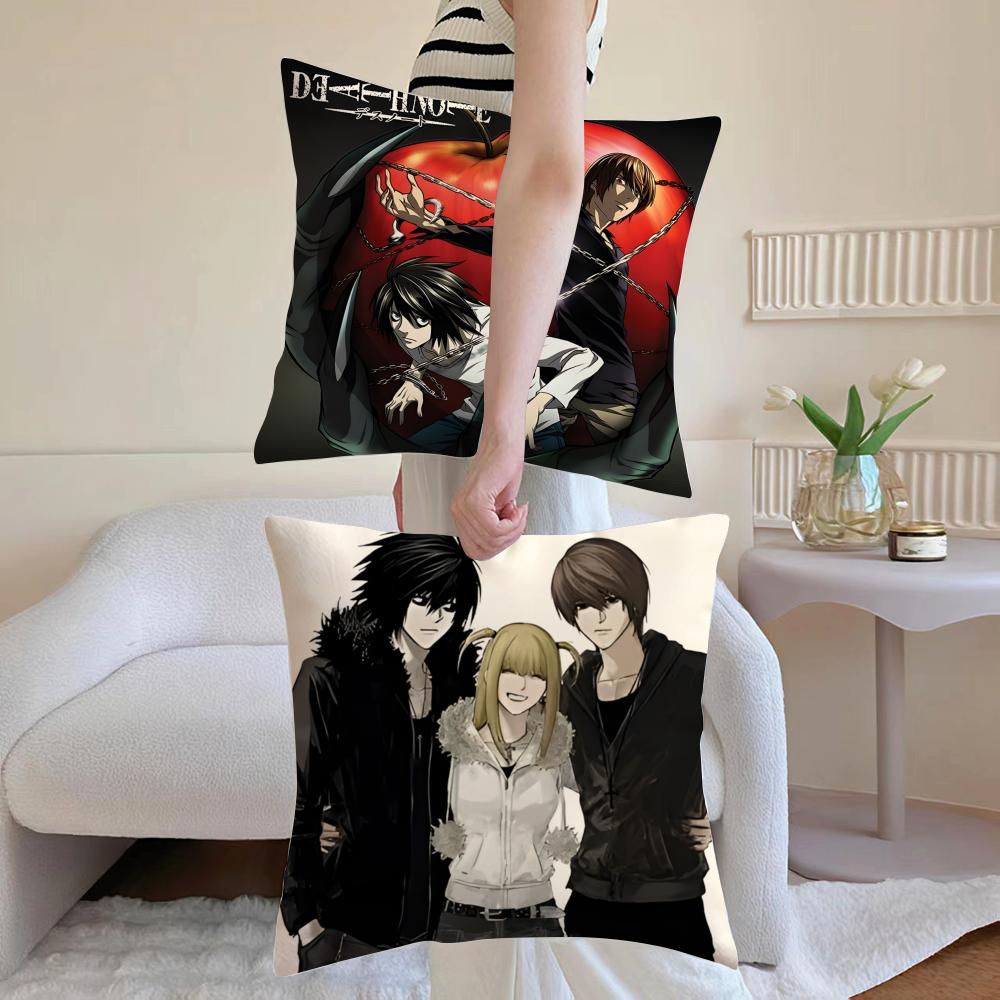 Anime D-Death Note Cushion Cover Breathable Linen Pillowcase Summer Odorless Eco-Friendly Invisible Zipper Washable