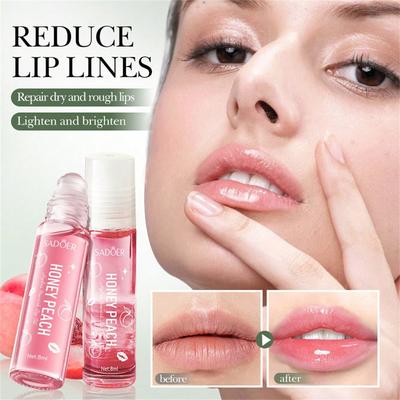 8ml Pfirsich Lippenöl Feuchtigkeitsspendendes Lippenöl Herbst und Winter Feuchtigkeitsspendender Anti-Riss-Lippenbalsam