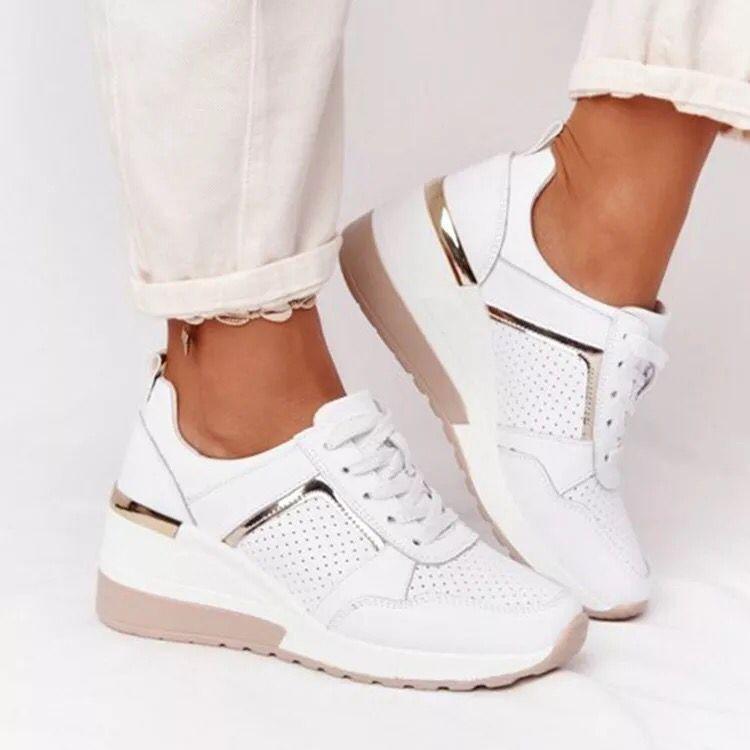 

European and American large-size flat-soled casual shoes 2025 autumn new thick-soled wedge heel dad shoes lace-up wedge heel sports shoes women 35