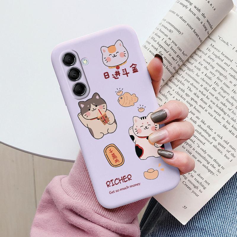 Cute Painted Case For Samsung Galaxy M14 M34 M54 5G Soft Cover Cartoon Cat Sunflower TPU Funda For Samsung M 14 GalaxyM54 Coque