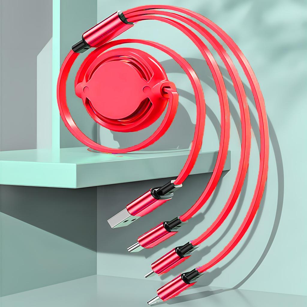 3 In 1 Retractable USB Cable Fast Charging & Data Sync Cord For iPhone Samsung Huawei Xiaomi Multi Port Charger Cable