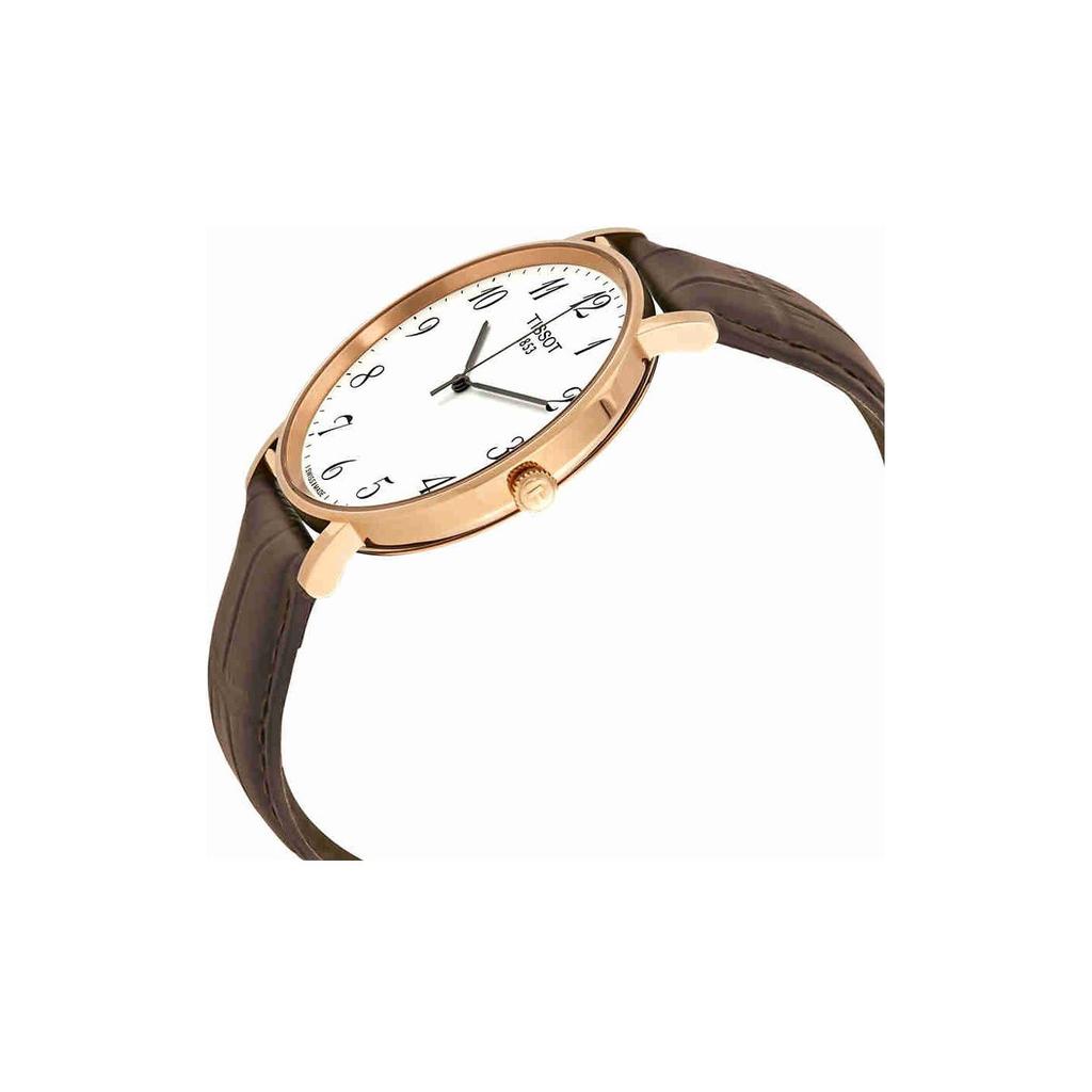 Tissot Lovely Series Quartz Movement 30 Meters Water Resistant Watch 42 Mm Silver Dial Stainless Steel Case Leather Strap T109.610.36.032.00