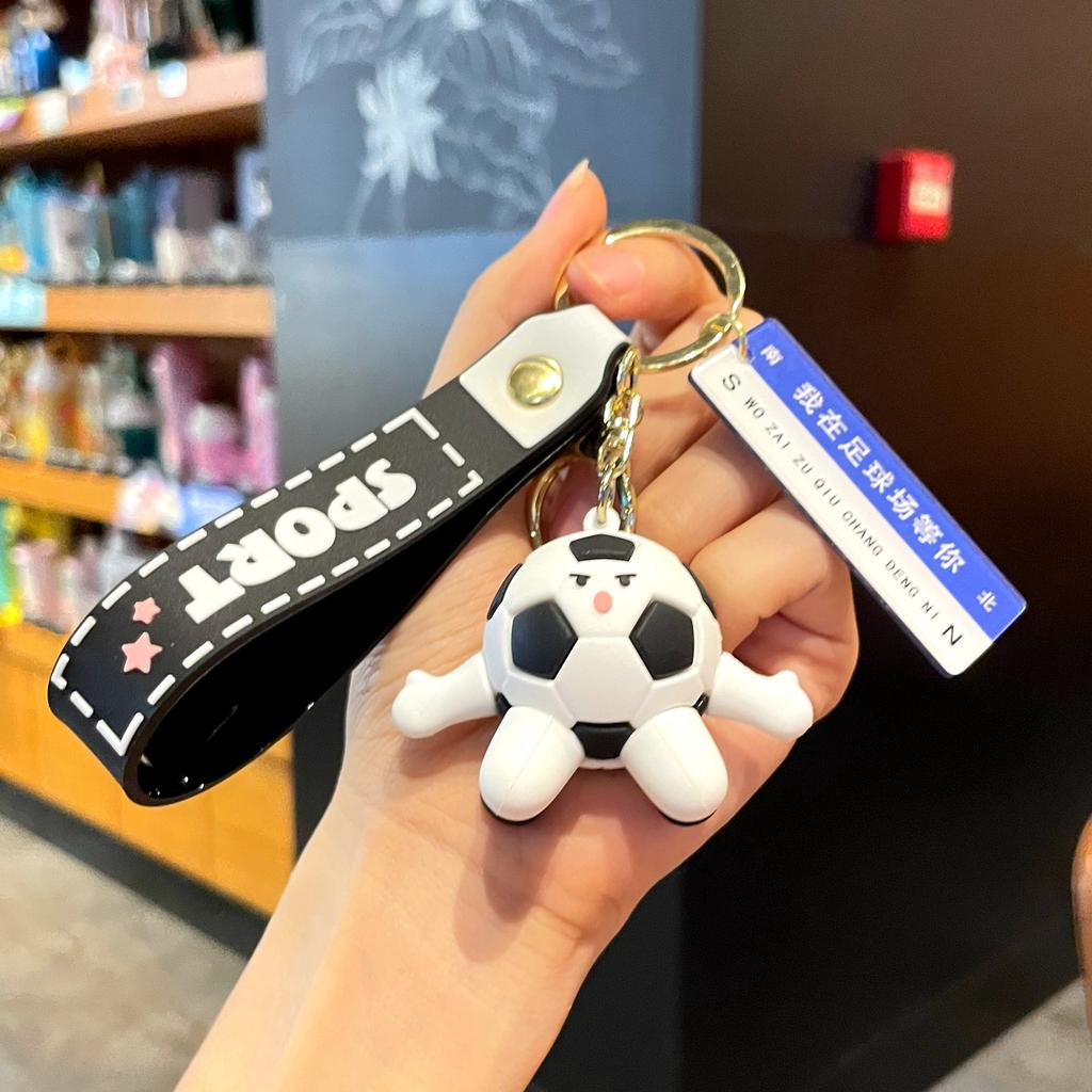 Original Badminton Figurine Keychain Fashionable Fun Cartoon Tennis Pendant Small Gift Football-related Souvenir