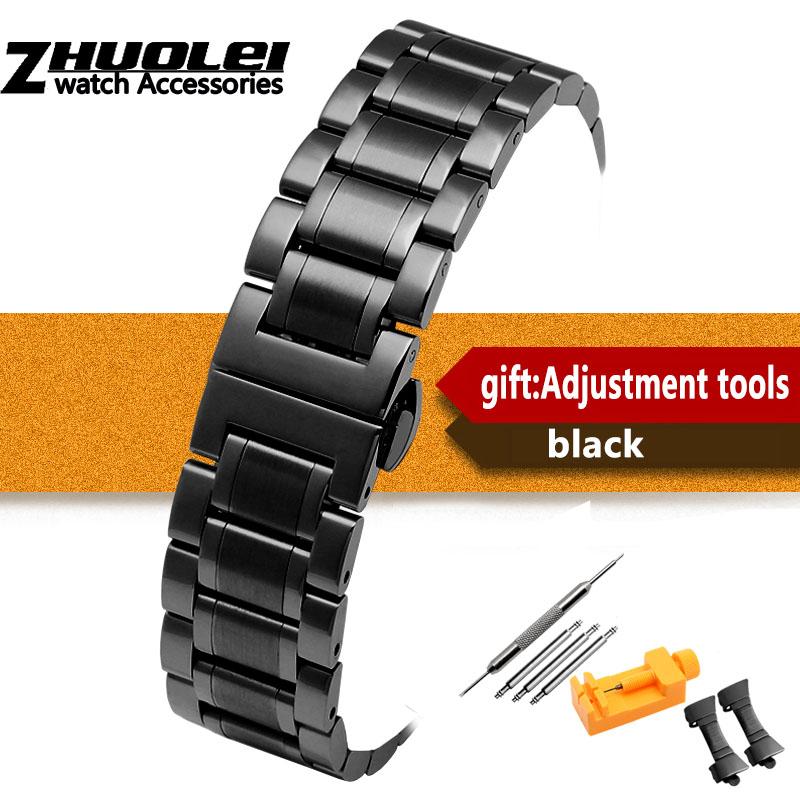 Watch Bracelet For Any Brand Wristband Stainless Steel 14 15 16 17 18 19 20 21 22 23 24mm with Curved Strap Accessories Bands
