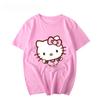 Women's New Cute Hello Kitty Pattern Printed Top Oversized Unisex Couple Trend Plus Size Loose Casual Short-sleeved T-shirt