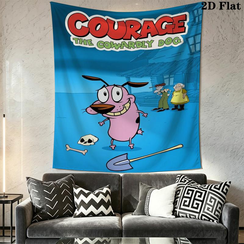 Courage the Cowardly Dog Wall Tapestry Aesthetic Wall Hanging Printed Fabric Blanket Decorative Tapestries for Bedroom Living Room Home Decor