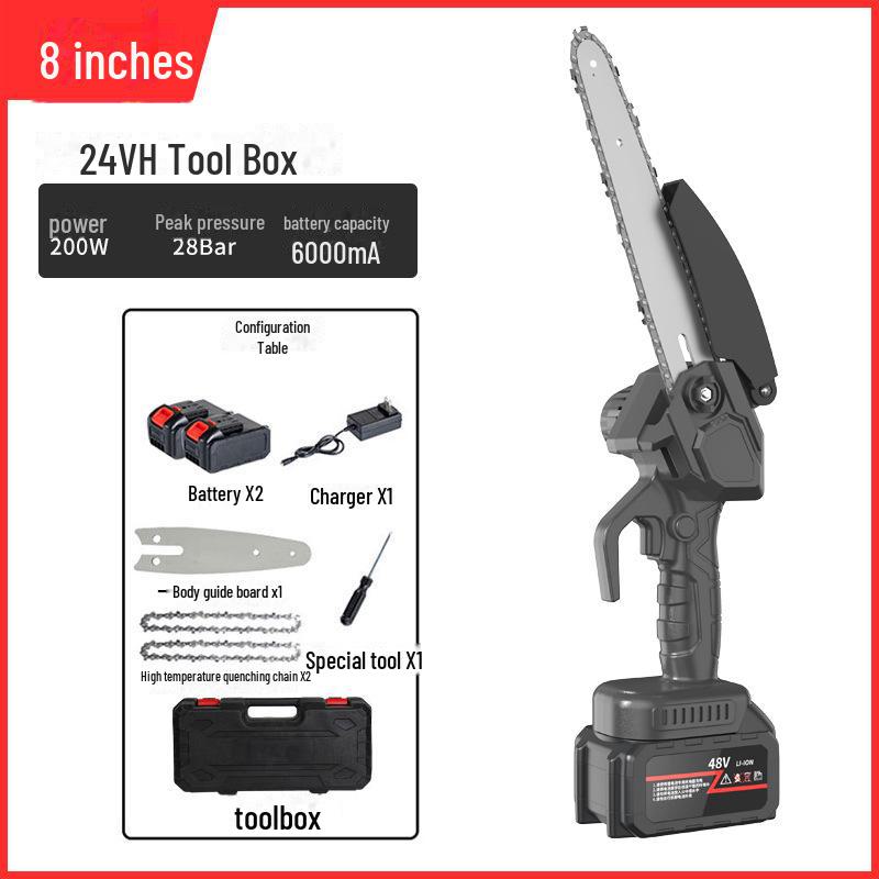High-Power Rechargeable Handheld Electric Chainsaw for Tree Pruning and Logging