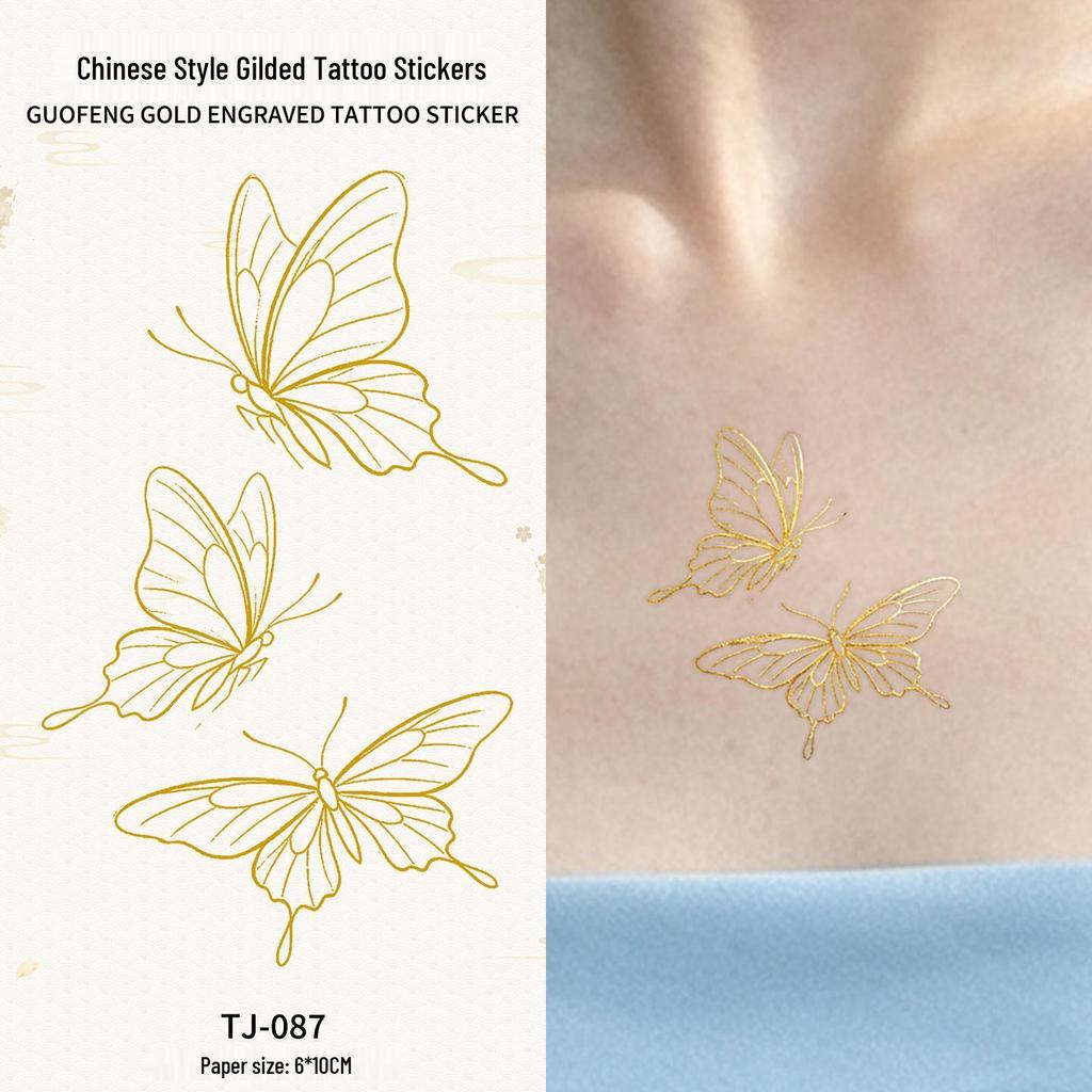 Chinese Style Waterproof Phoenix & Koi Tattoo Sticker - Long-lasting, Aesthetic Dunhuang Design for Arm & Collarbone