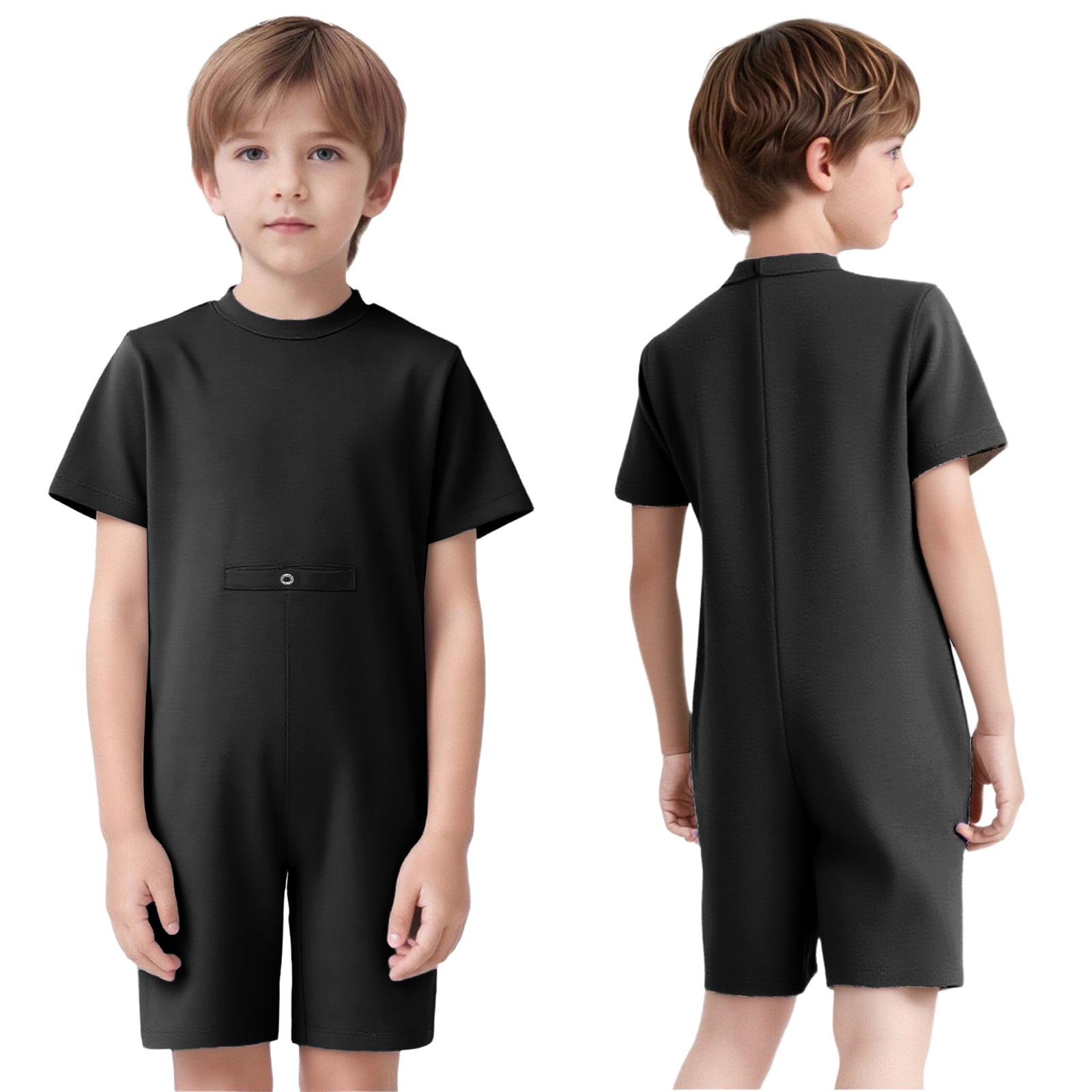 

Kids Adaptive Clothing Jumpsuit Back Invisible Zipper with Press Button Hole Easy Dress Special Needs 9-10 Years чорний