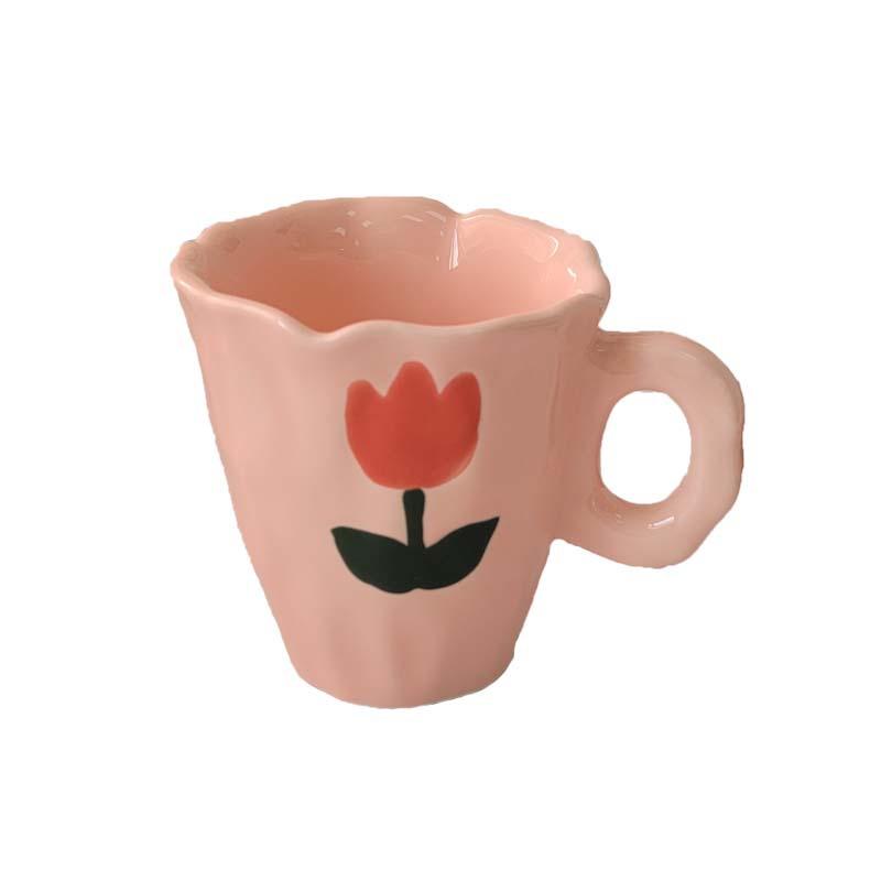 Yellow Cute Bear Orange Tulip Mug Creative Milk Cup Coffee Cup Irregular Cloud Ceramic Water Cup Home Decoration