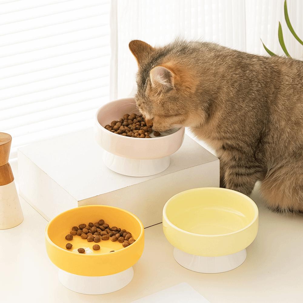 Ceramic Cat Bowl Cute Dog Food Feeding Basin Creative Pet High Foot Bowl Water Container