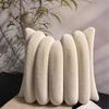 Ultra Soft Rabbit Faux Fur Pillow Cover With 3D Wide Stripe Design For Living Room Bedroom Decor
