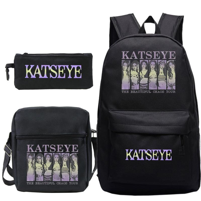 3pcs Girl Group Katseye Printed Children Backpack Set Boys Girls Schoolbag Students Lightweight Backpacks Back To School Gift