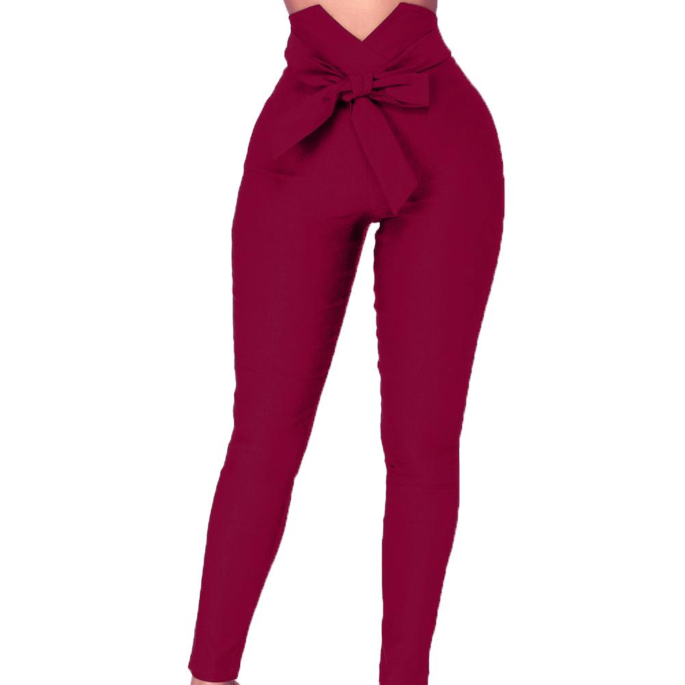 High Waist Bow Belt Elastic Slim Fit 