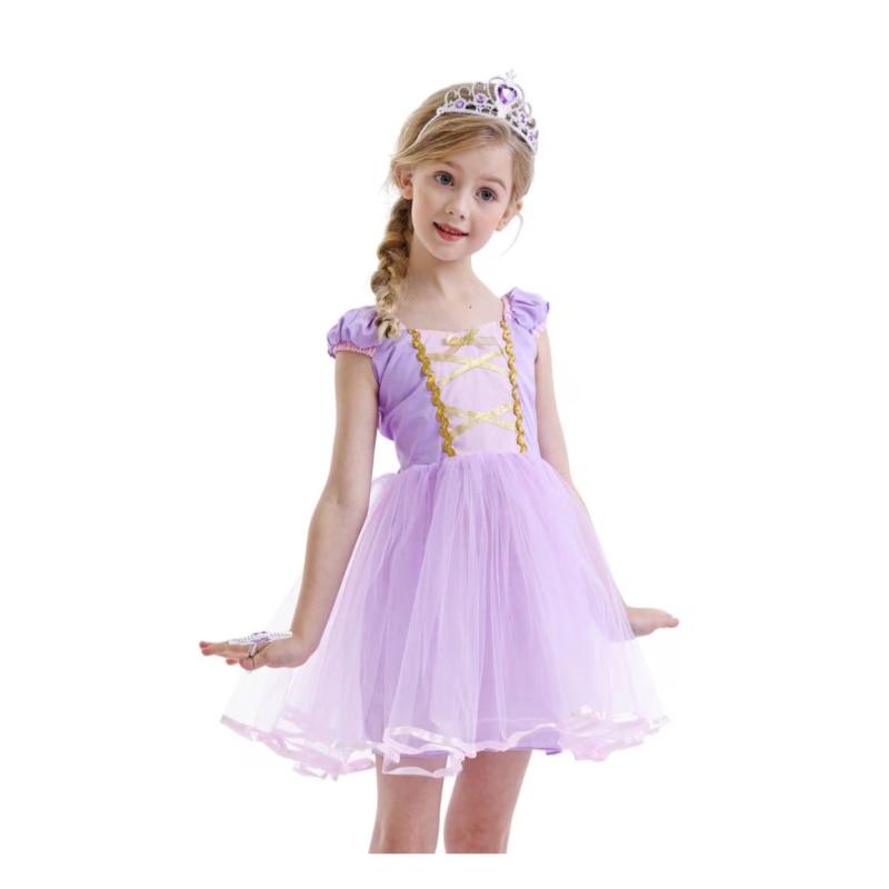 Rapunzel Princess Costume, Carnival Cosplay Dress with 2 Accessories, Cotton/Polyester, Purple, 120cm, Ages 5-6 Years