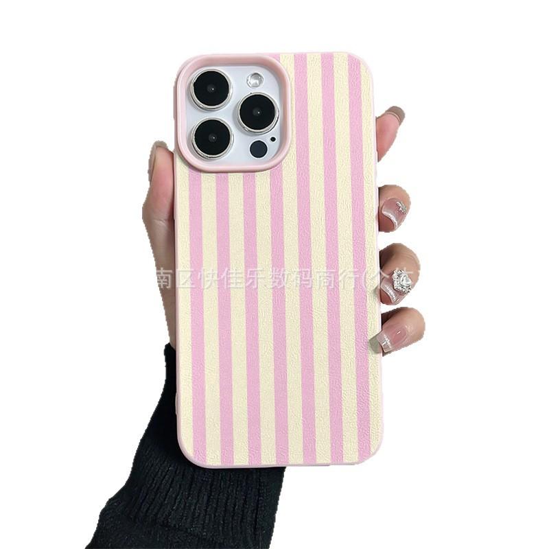 Ins Korean vertical stripe for iPhone17promax Apple 16/15/14/13/12/11 case