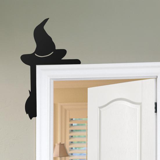 Halloween Door Corner Sign Decoration Easy Installation Door Frame Decor Ghost Black