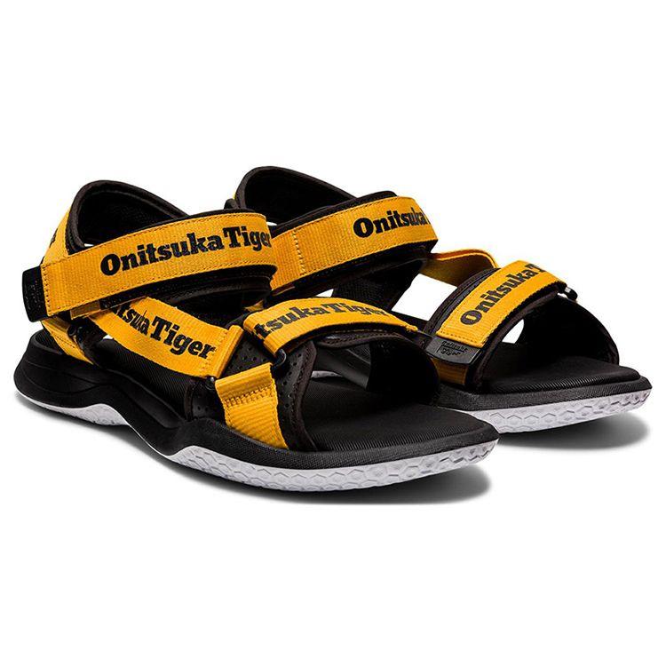 Onitsuka Tiger Ohbori Strap Casual Versatile Beach Sandals Unisex Sandals Black Yellow 1183B305-750