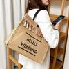 Women Beach Bags Handbags Large Capacity Lady Tassel Shoulder Bag Big Letter Linen Totes Casual Girls Travel Shopping Bag