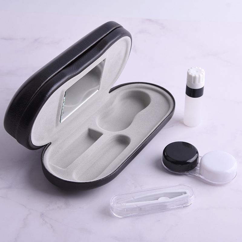 2 in 1 Doppelschichtige Brillenbox Kontaktlinsenbehälter Für Männer Frauen Kreative Duale Nutzung Brillenetui Brillen Lederbox Unisex Geschenk