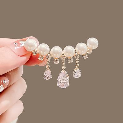 Spilla di Temperamento di Alta Gamma con Frange di Perle Squisiti Accessori Corsage per Abito Maglione Spilla Anti-Luce per Abiti Fissa Donna